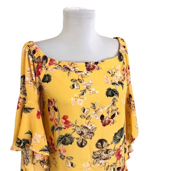 Rose + Olive Floral Cottagecore top XS Off Shoulder Ruffled Boho festival - Picture 3 of 9